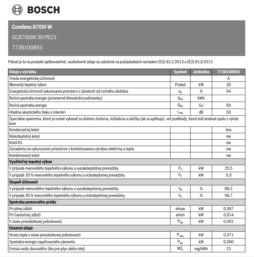 Bosch 8700 PB technické podklady